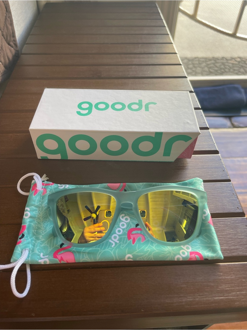 Goodr Mint Frame Sunglasses with Yellow Mirrored Lenses